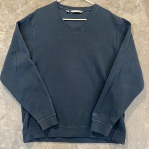 Cutter & Buck Sweater Mens Large 100% Pima Cotton Classic V-Neck Knit Golf Blue